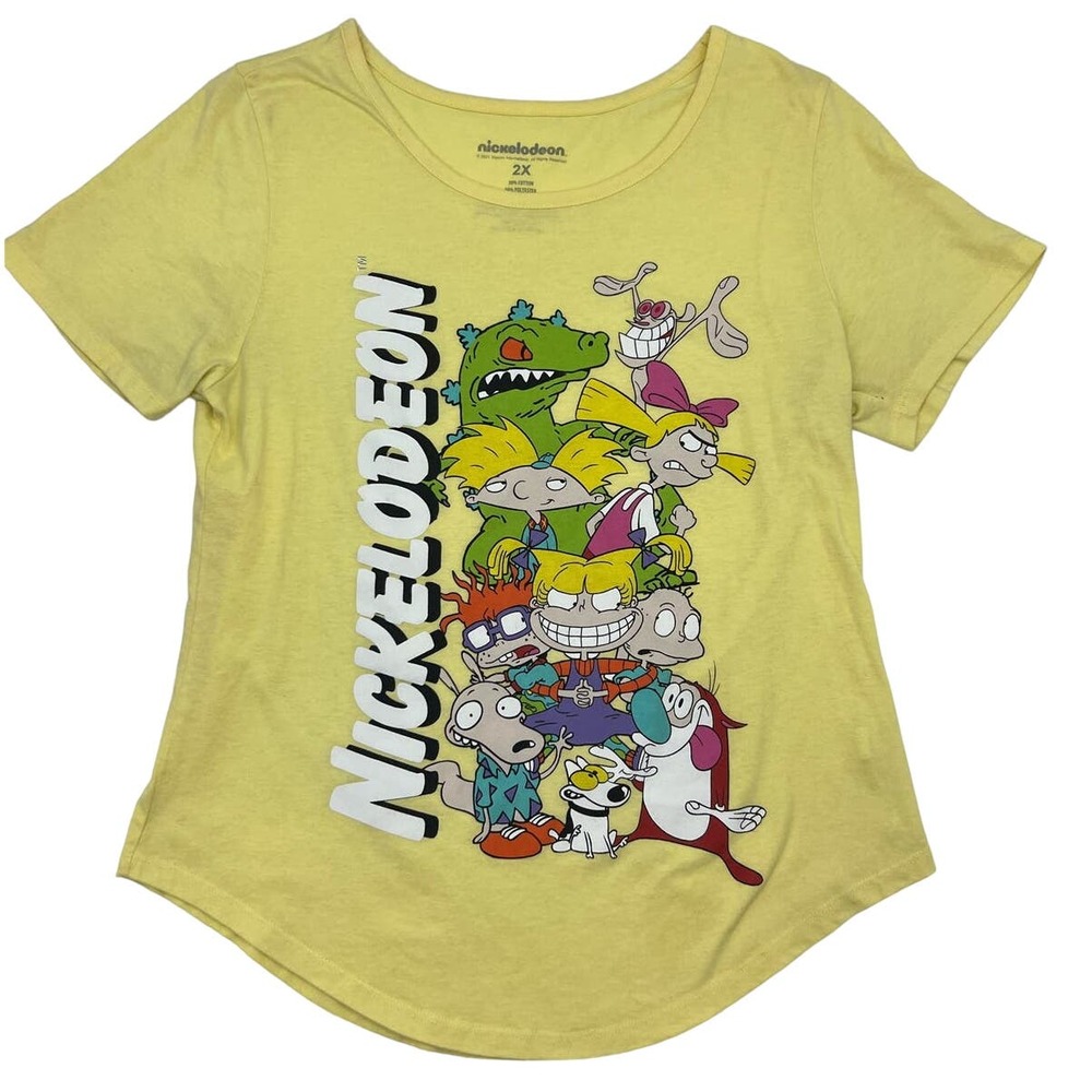 NICKELODEON‎ Yellow Short Sleeve Juniors Plus Size 2X T Shirt Rugrats
